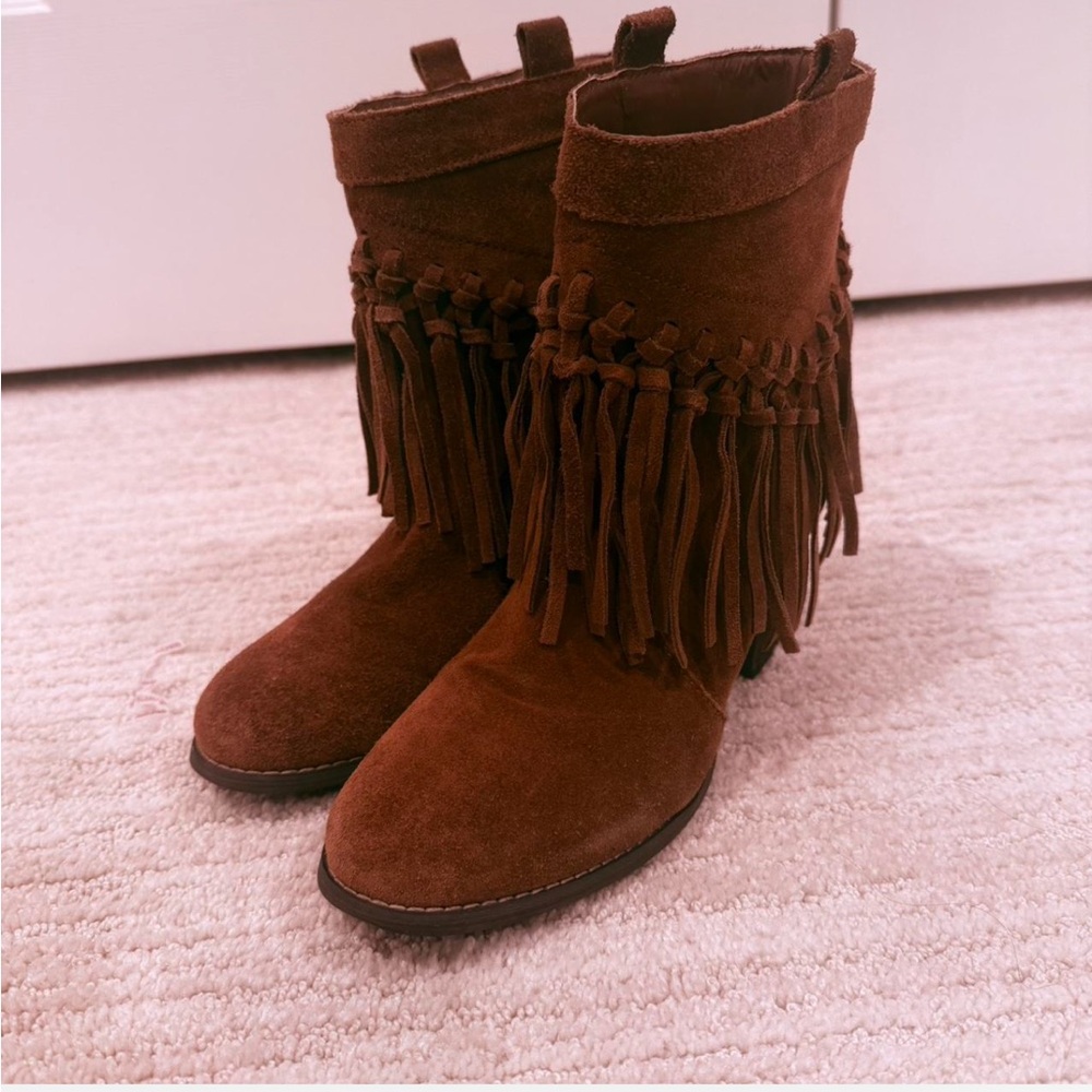 Free People Tan Fringe Ankle Booties - Picture 3 of 6